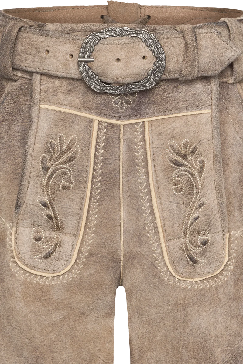 Kinder Lederhose mit Gürtel und Stickereien