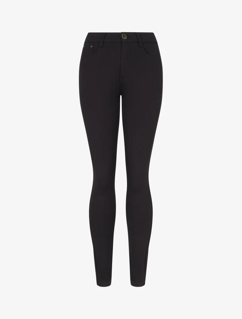 Hoch taillierte einfarbige Skinny-Hose - Schwarz