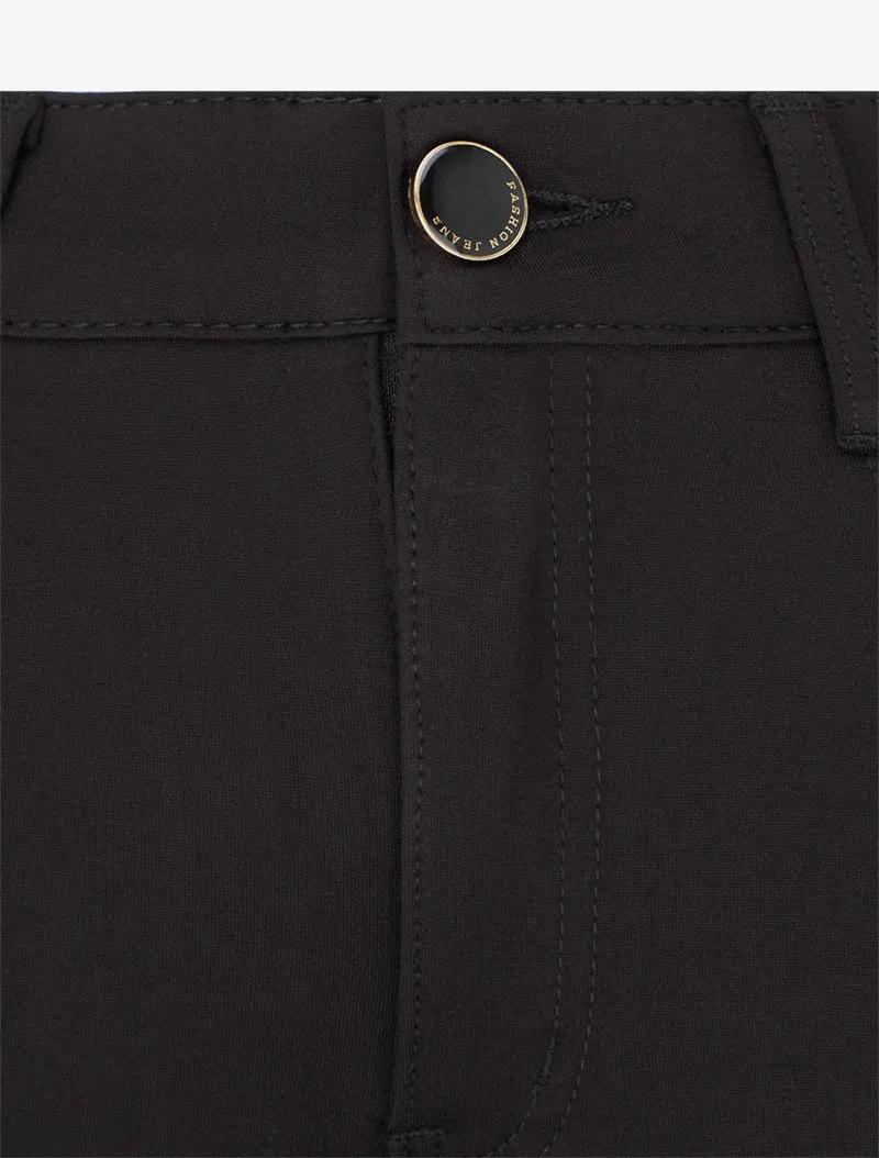 Hoch taillierte einfarbige Skinny-Hose - Schwarz