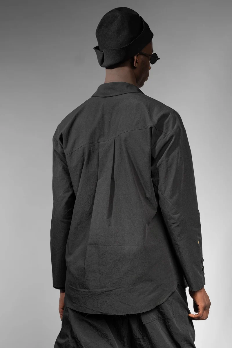 eigensinnig wien | Thoreau | Schwarze Designer Hemdjacke aus japanischer Baumwolle