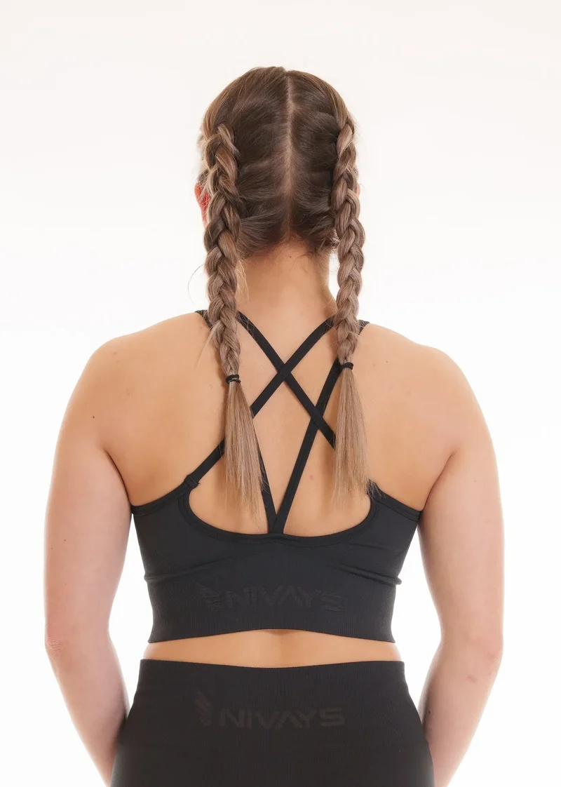Schwarzes Top Zeyla Seamless aus recyceltem Polyester von Nivays