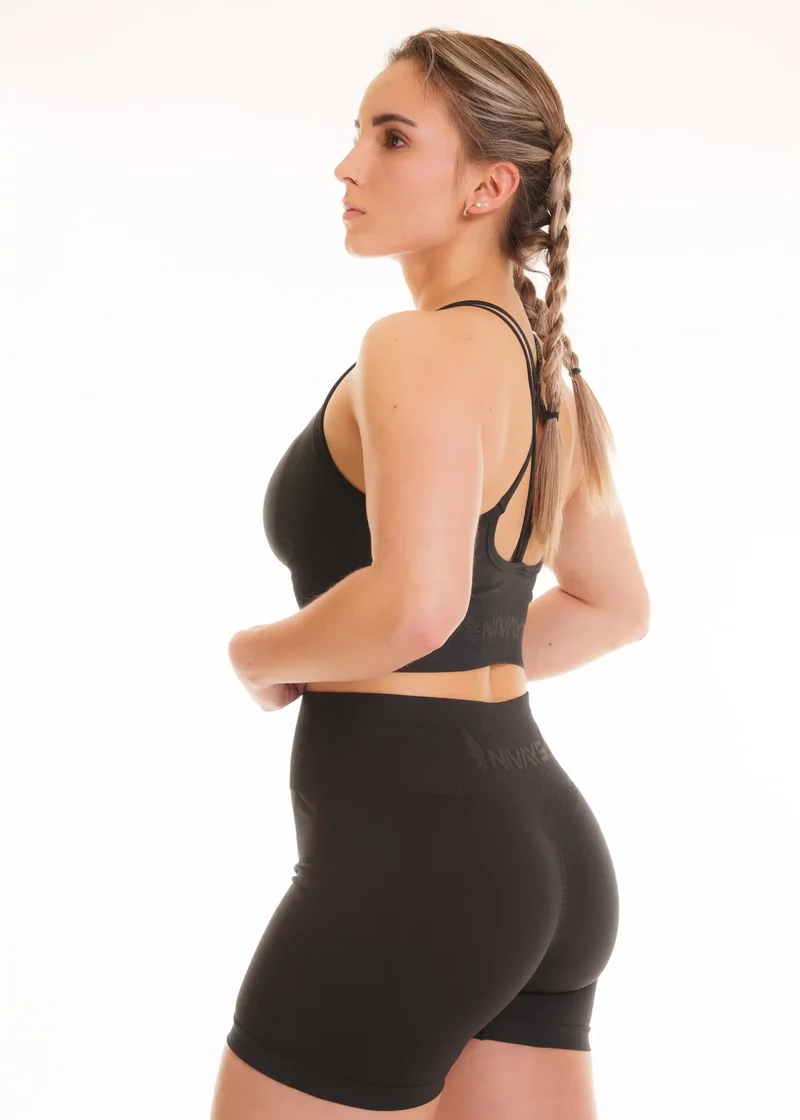 Schwarzes Top Zeyla Seamless aus recyceltem Polyester von Nivays