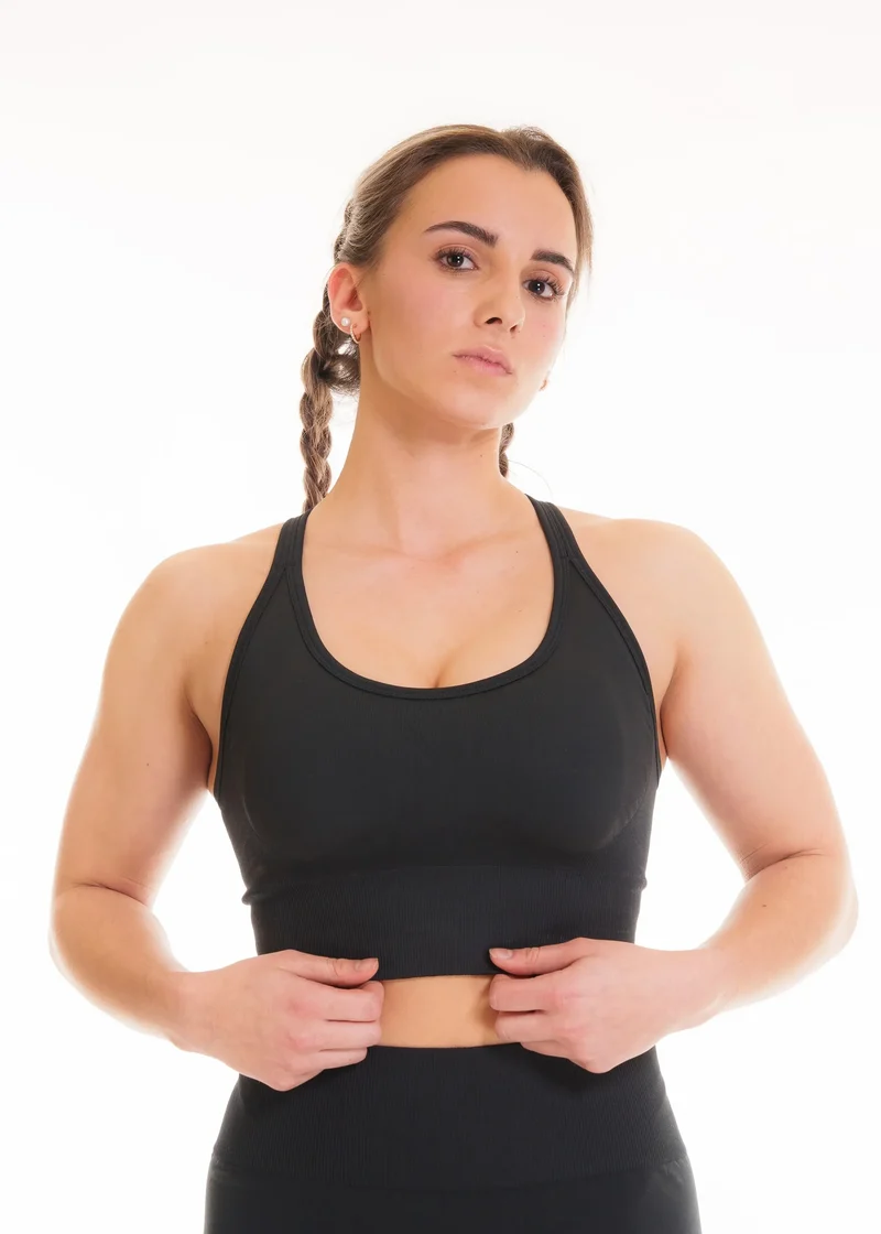 Schwarzes Top Zeyla Seamless aus recyceltem Polyester von Nivays