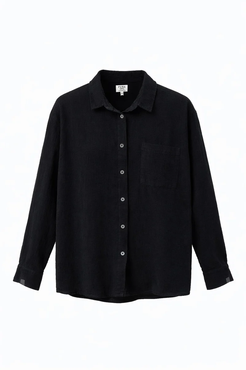 Schwarze Bluse the Ralph aus 100% Bio-Baumwolle von Pura Clothing