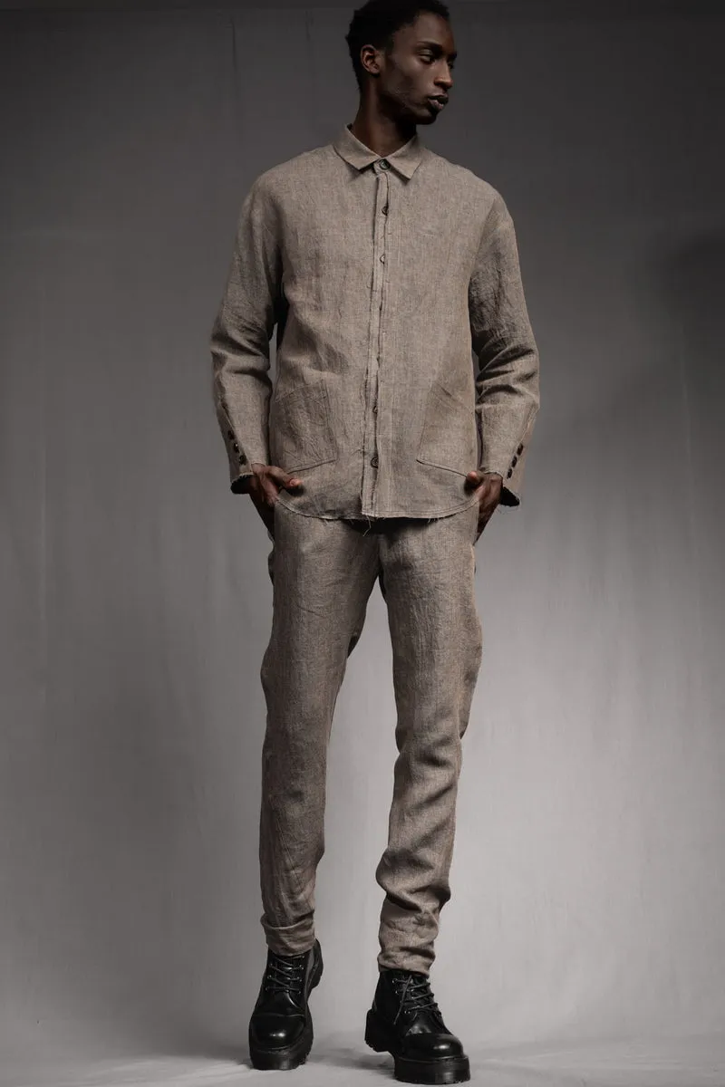 eigensinnig wien | GroTho | Designer-Sommeranzug für Herren aus Leinen mit Overshirt und schmaler Hose
