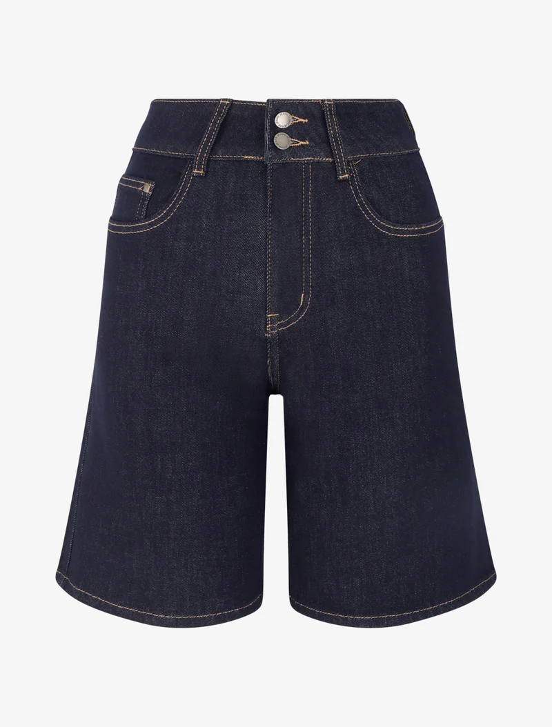 Jeans-Bermuda mit zwei Knöpfen - Rohblau