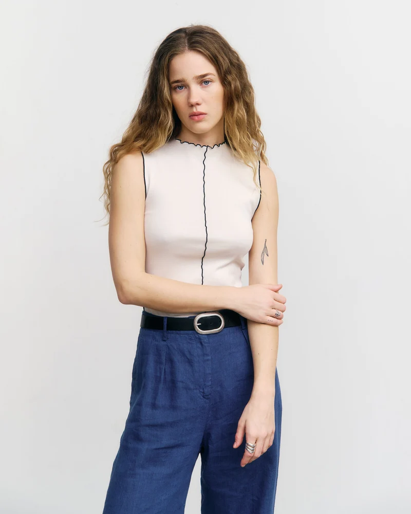 Weisses Top Pin-Tucked aus Bio-Baumwolle von Rotholz