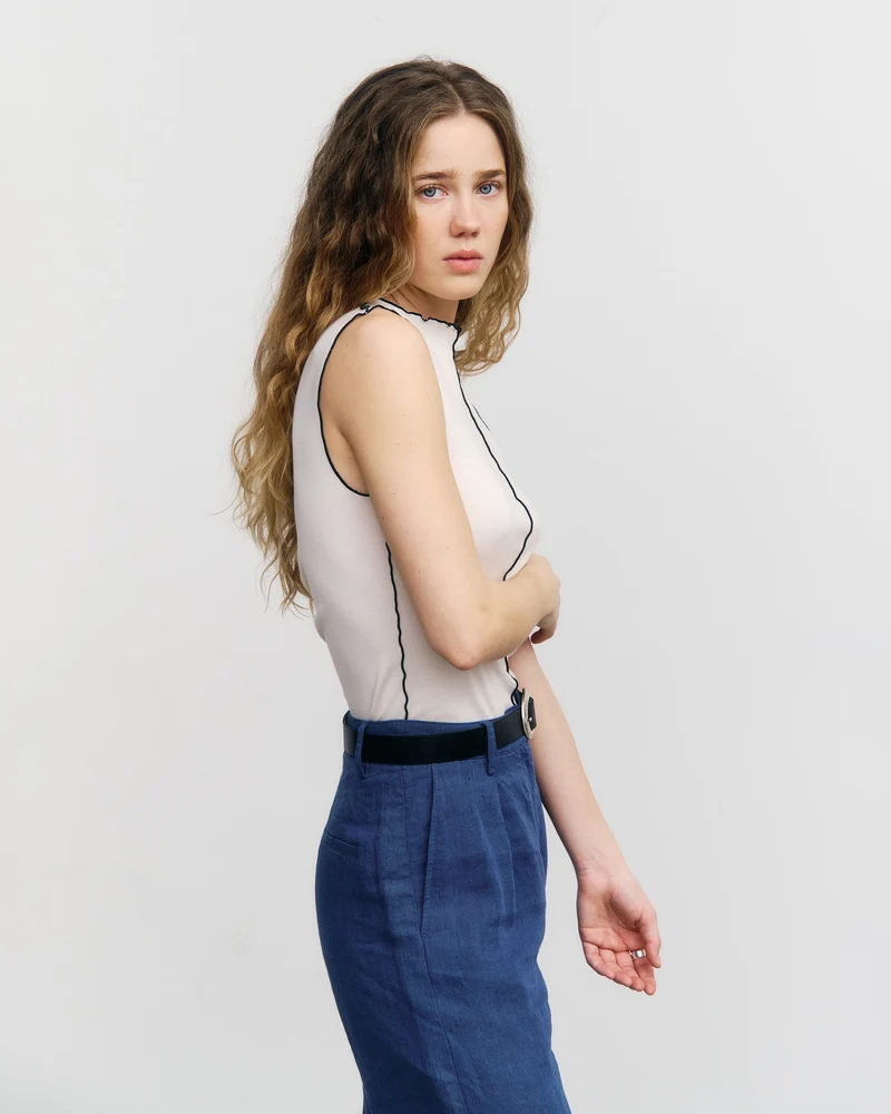 Weisses Top Pin-Tucked aus Bio-Baumwolle von Rotholz