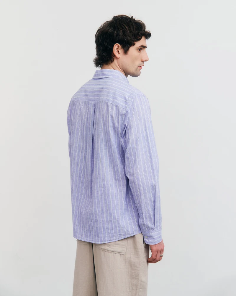Button-Down Hemd Bio Baumwolle - Blau Gestreift