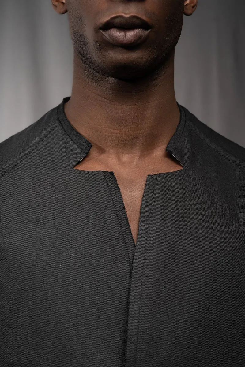 eigensinnig wien | Walpole | Leichtes Herren Designersakko mit Stehkragen aus schwarzer Gabardine-Baumwolle