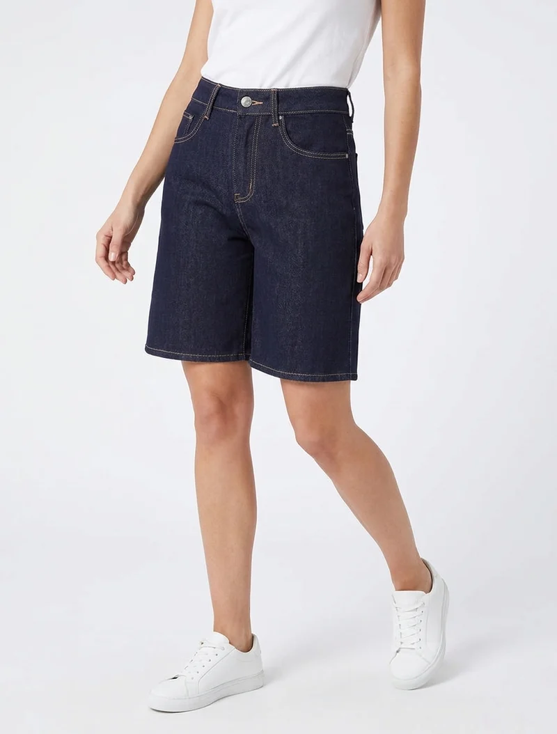 Gerade geschnittene Jeans-Bermuda - Rohblau