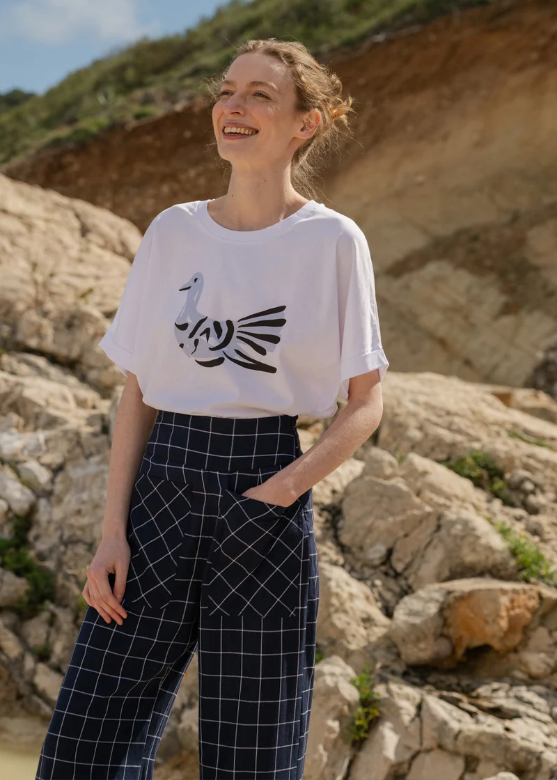 Hose Geena Organic Cotton Blue Check von Komana