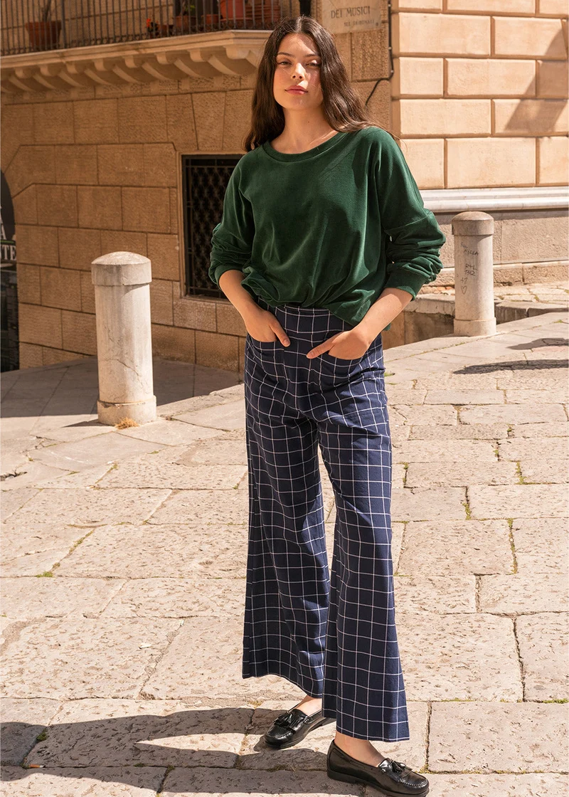 Hose Geena Organic Cotton Blue Check von Komana