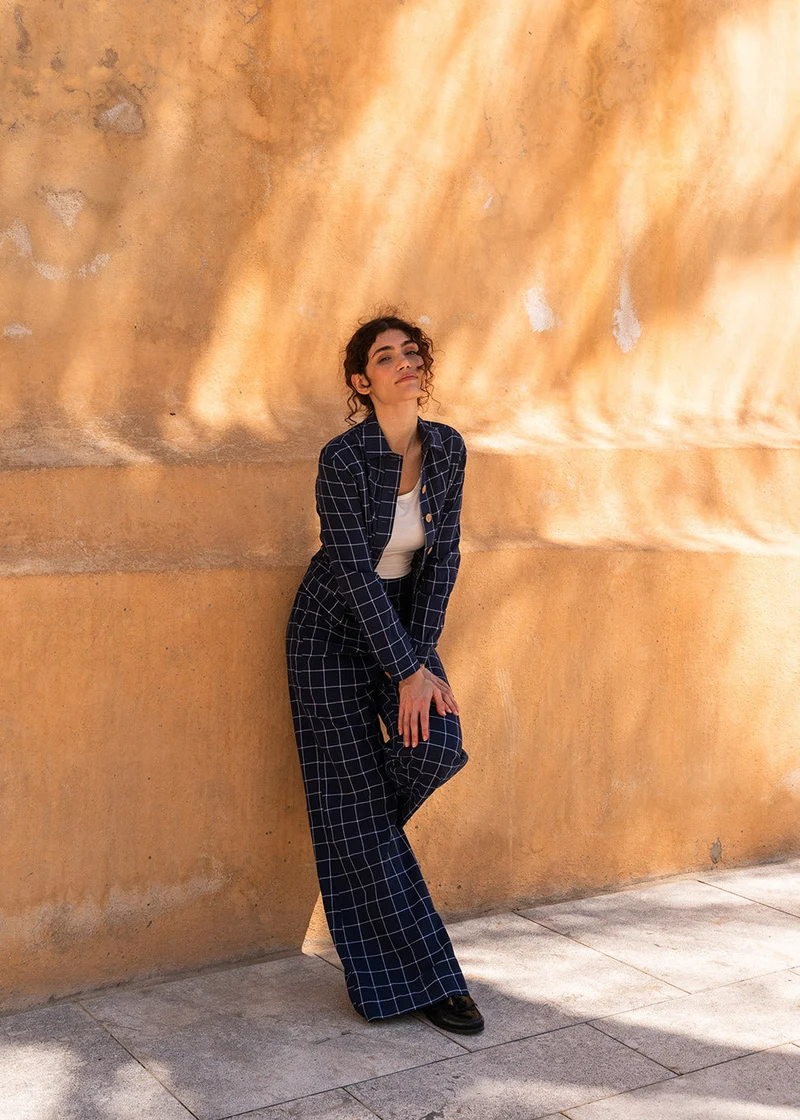 Hose Geena Organic Cotton Blue Check von Komana