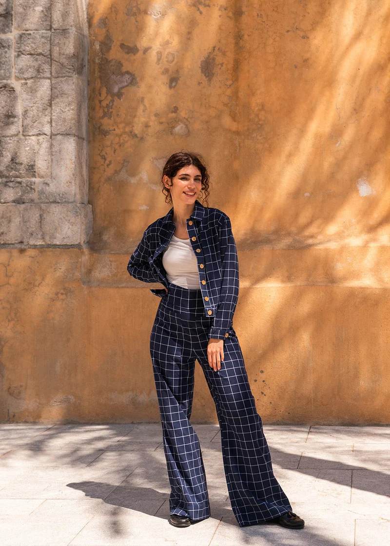 Hose Geena Organic Cotton Blue Check von Komana