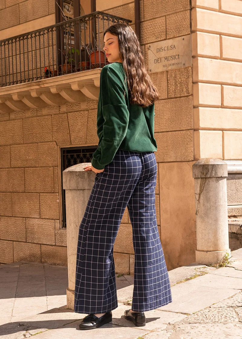 Hose Geena Organic Cotton Blue Check von Komana