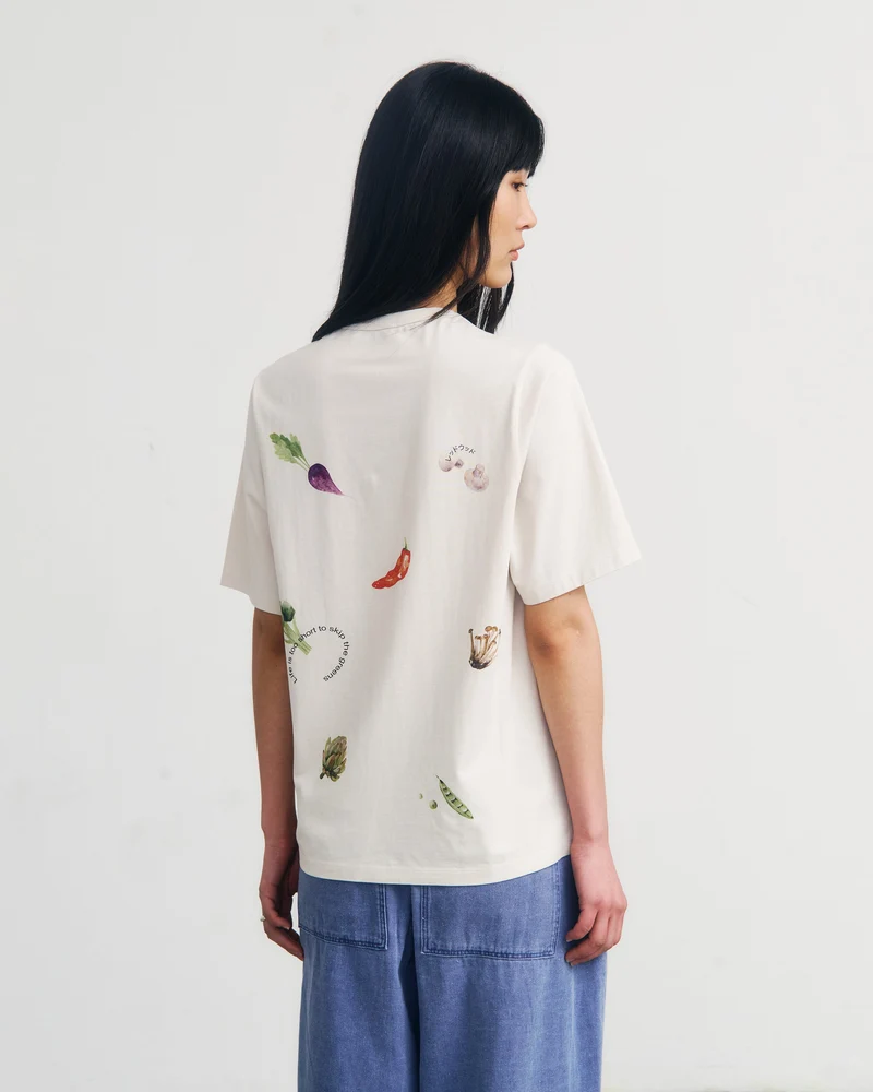 Weisses T-Shirt Veggie aus Bio-Baumwolle von Rotholz