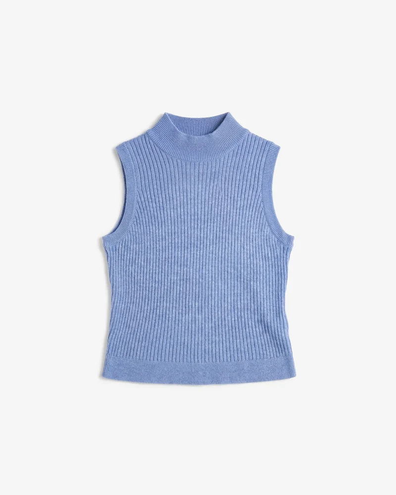 Blaues Stricktop Singlet aus 100% Bio-Merinowolle von Rotholz