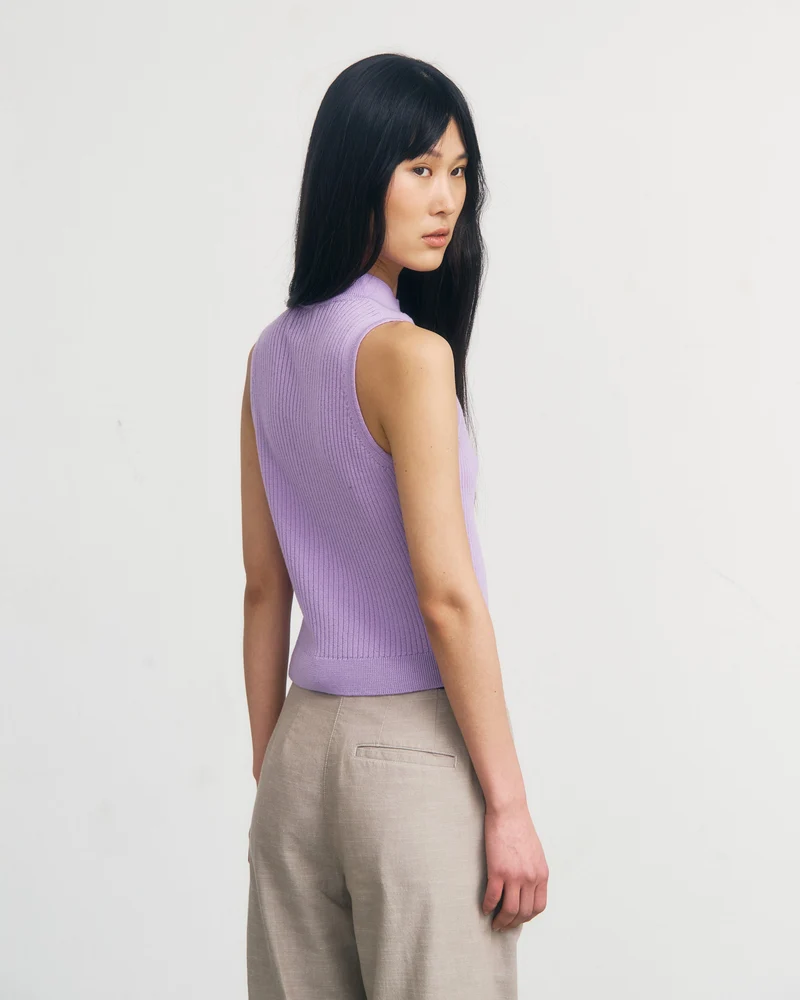 Lila Stricktop Singlet aus 100% Bio-Merinowolle von Rotholz