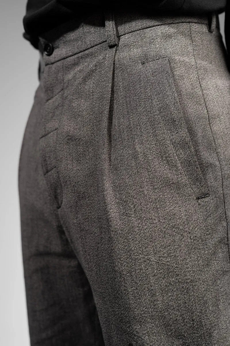 eigensinnig wien | Meinong | Graue Herren Designerhose mit Bundfalten aus japanischer Baumwolle