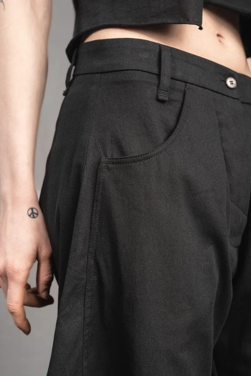 eigensinnig wien | Nin Nin A | Designer Barrel Leg Hose aus leichter, schwarzer Baumwolle