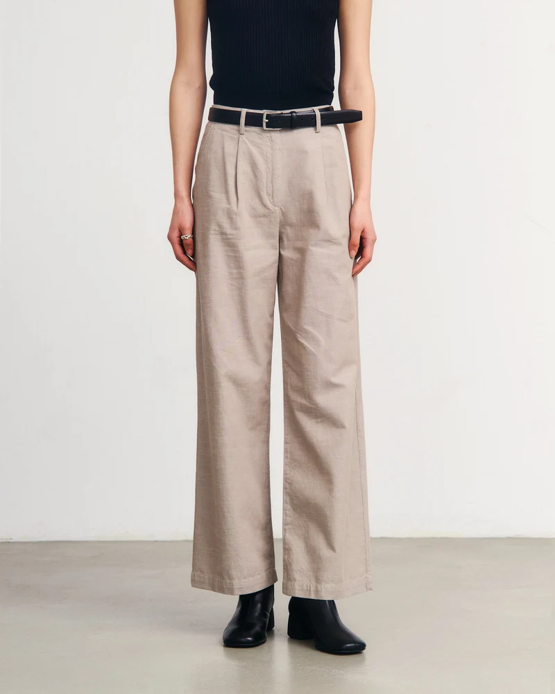 Beige Hose High Waist aus 100% Bio-Baumwolle von Rotholz