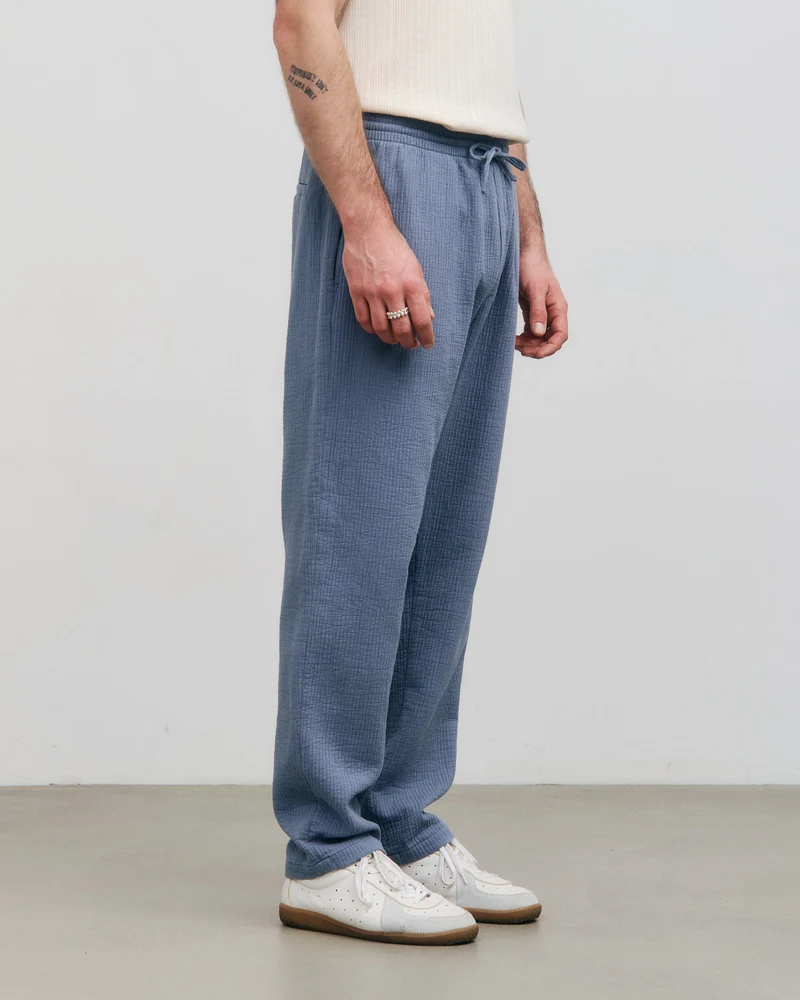 Nadelstreifen Hose Bio Baumwolle - Hellblau