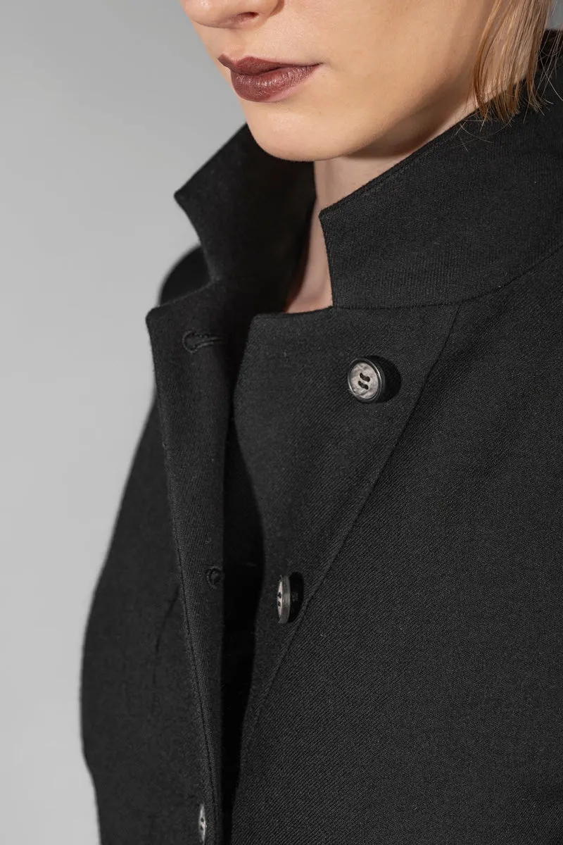 eigensinnig wien | Cardea | Designer Damen Jackenblazer aus schwarzer japanischer Wolle