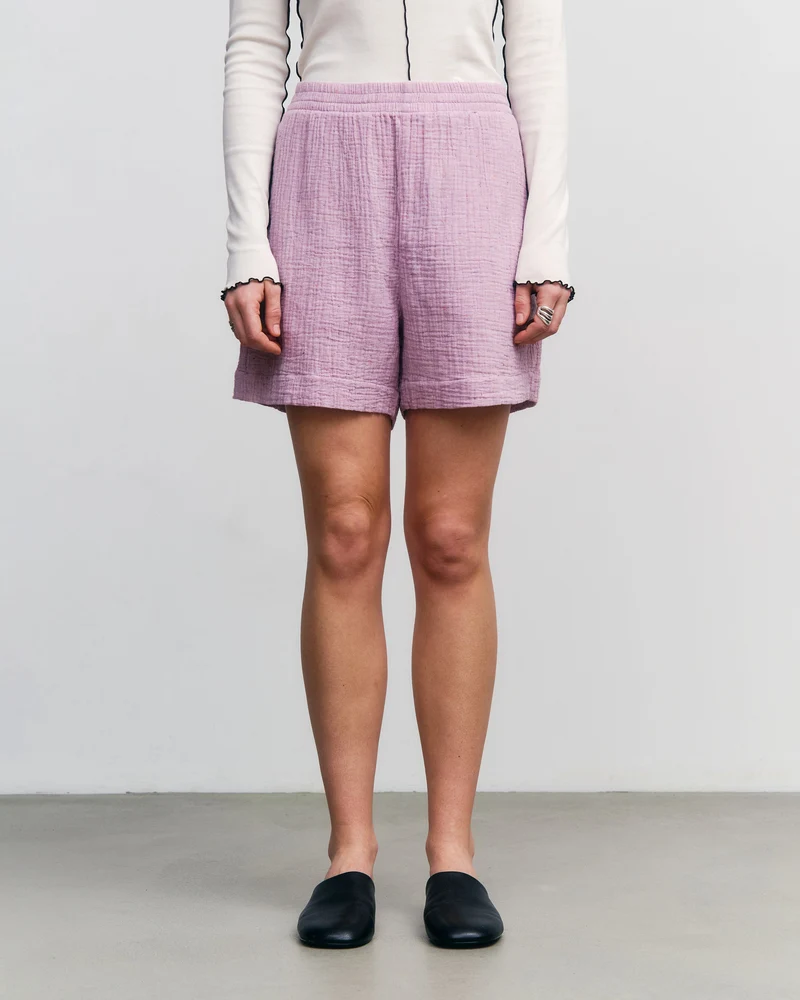 Pinke Musselin Shorts aus Bio-Baumwolle von Rotholz