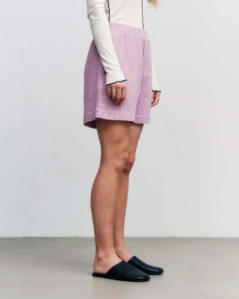 Pinke Musselin Shorts aus Bio-Baumwolle von Rotholz