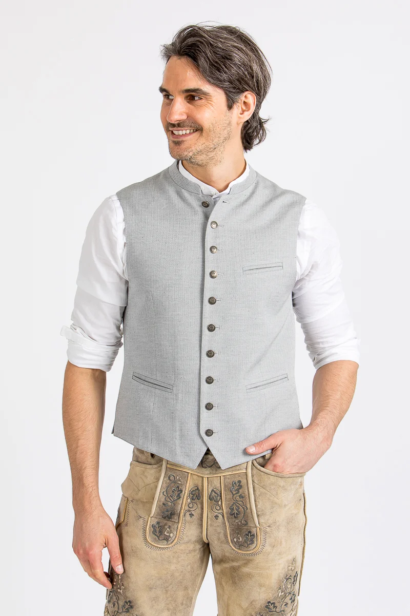 Alpenherz Trachtenweste Sebastian Hellgrau