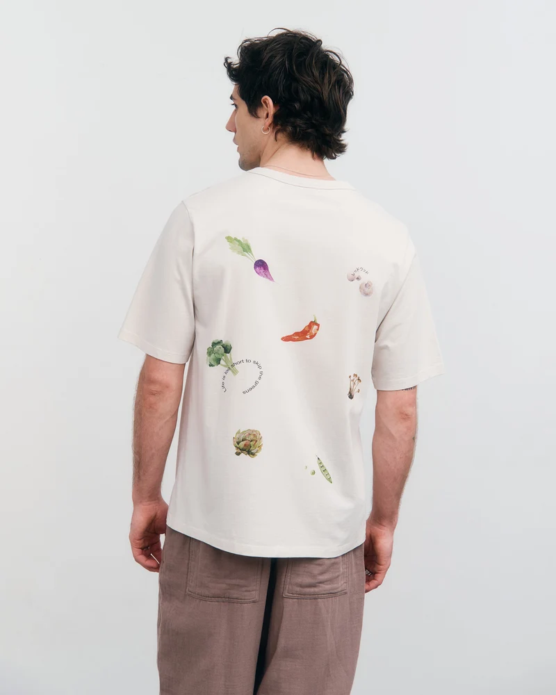 Weisses T-Shirt Veggie aus Bio-Baumwolle von Rotholz