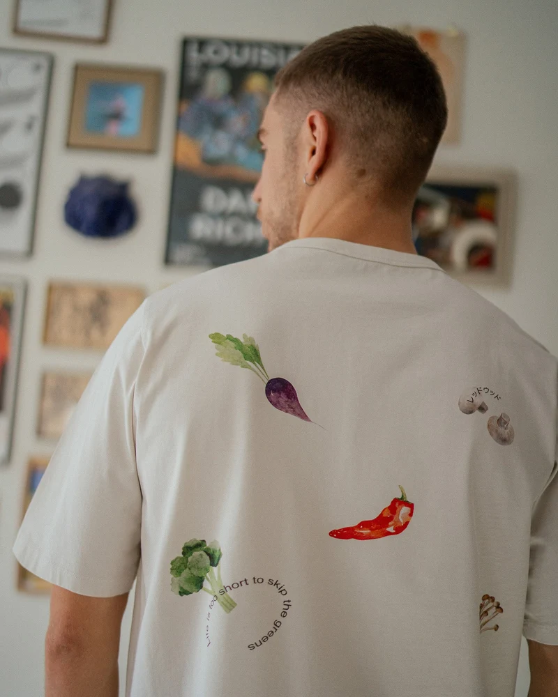 Weisses T-Shirt Veggie aus Bio-Baumwolle von Rotholz