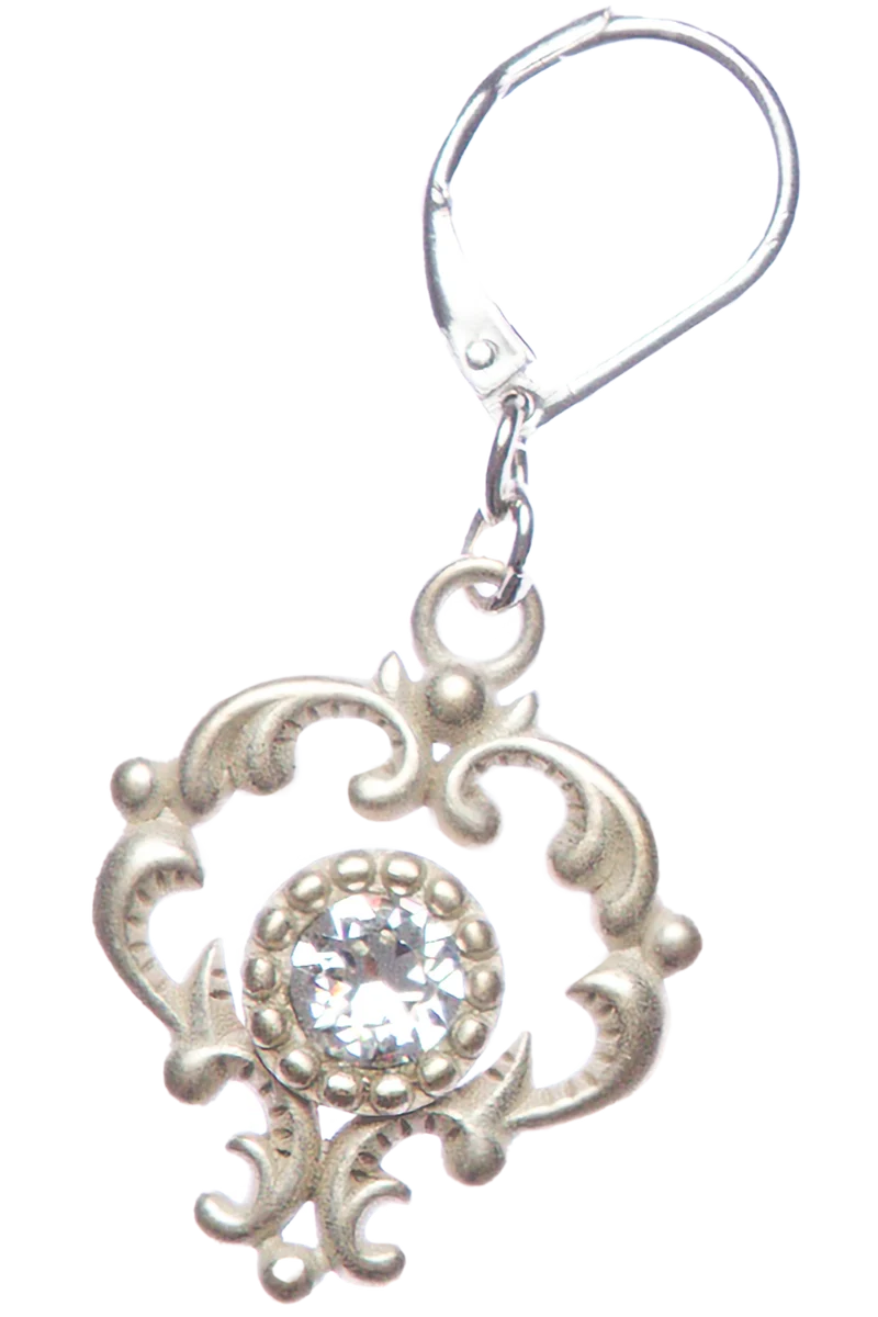 Damen Ohrringe mit Ornamentanhänger und Strassstein