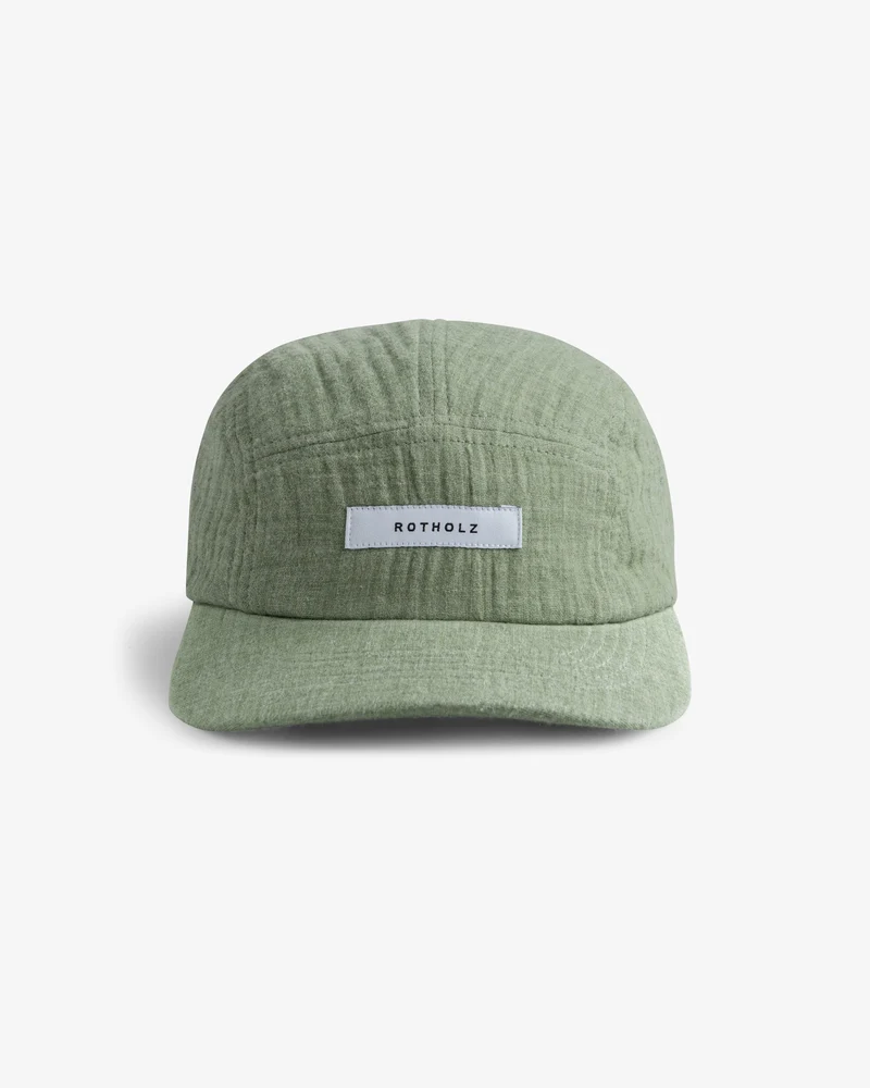 Grünes Cap 5-Panel Label aus Bio-Baumwolle von Rotholz