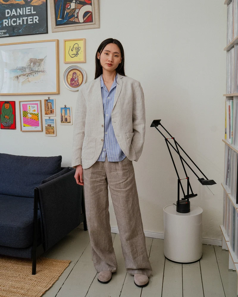 Heller Blazer Workwear aus Bio-Baumwolle und Leinen von Rotholz