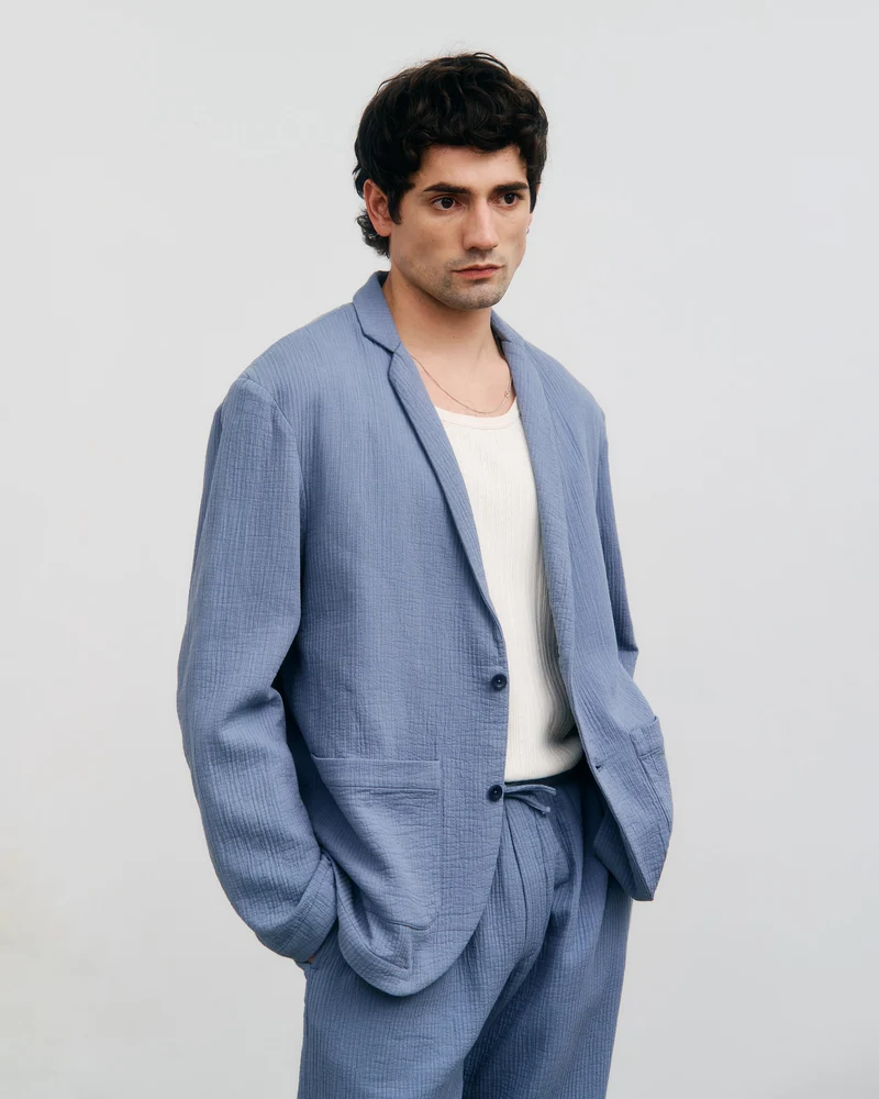 Workwear Blazer Bio Baumwolle - Hellblau