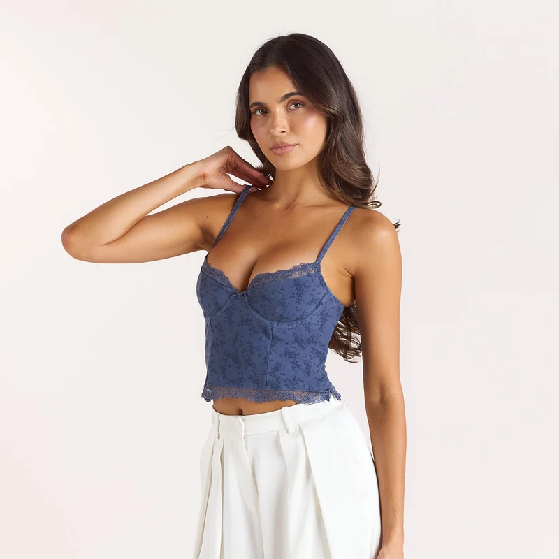 Cami-Top mit Bügeln - Marineblau