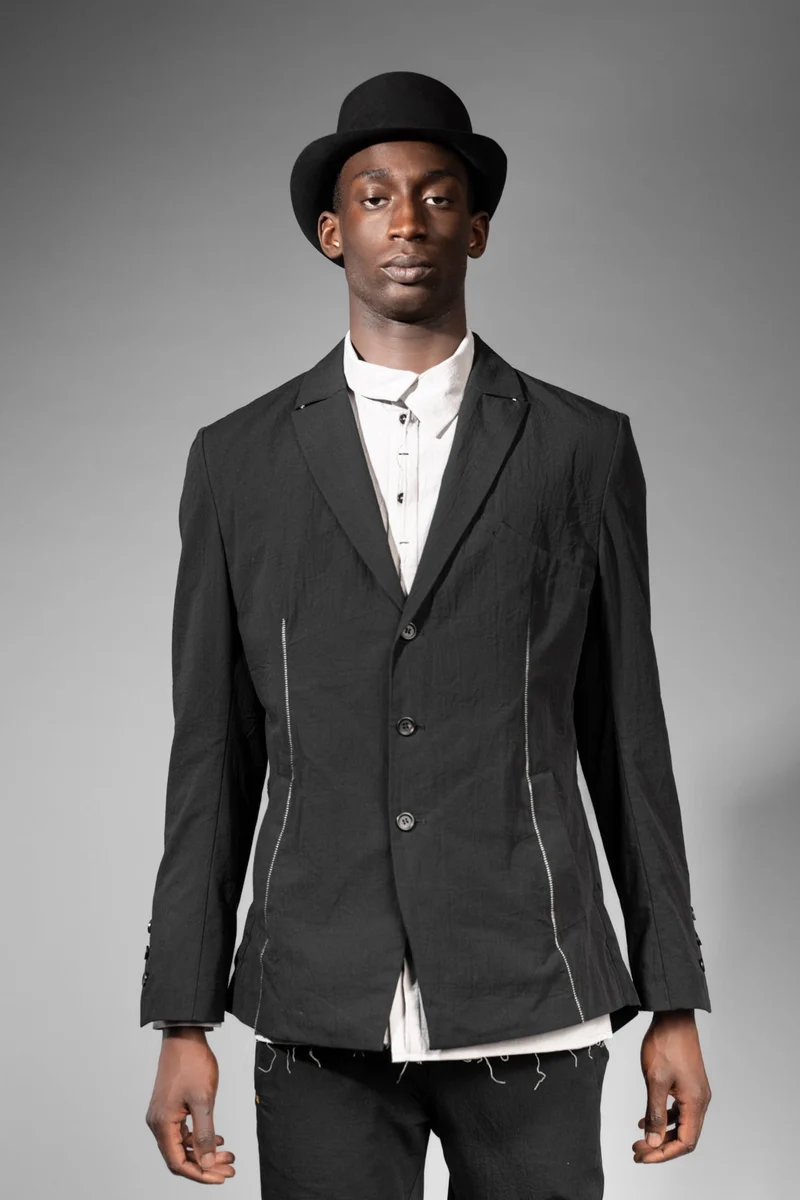 eigensinnig wien | Argo | Schwarzes Designer Herren-Sakko aus japanischer Baumwolle
