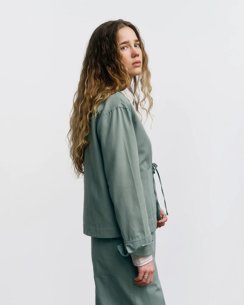 Grüne Jacke Kimono aus Bio-Baumwolle von Rotholz
