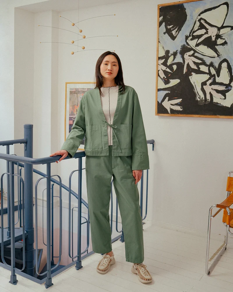 Grüne Jacke Kimono aus Bio-Baumwolle von Rotholz
