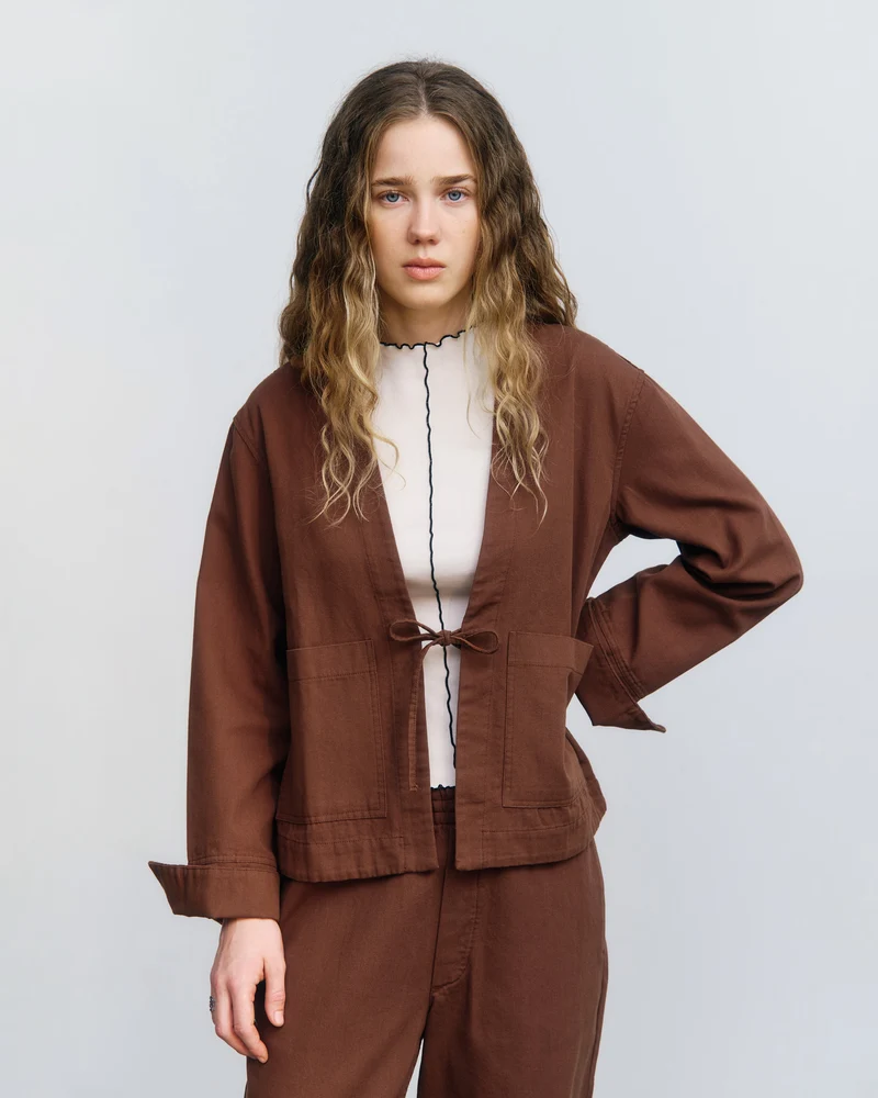 Braune Jacke Kimono aus Bio-Baumwolle von Rotholz