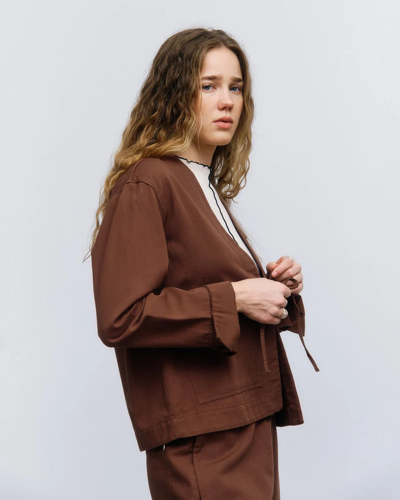 Braune Jacke Kimono aus Bio-Baumwolle von Rotholz