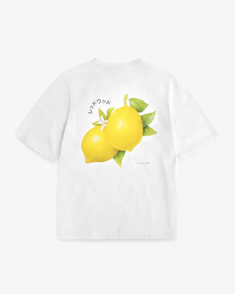 Weisses T-Shirt Lemon Print aus Bio-Baumwolle von Rotholz
