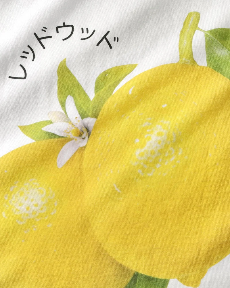 Weisses T-Shirt Lemon Print aus Bio-Baumwolle von Rotholz