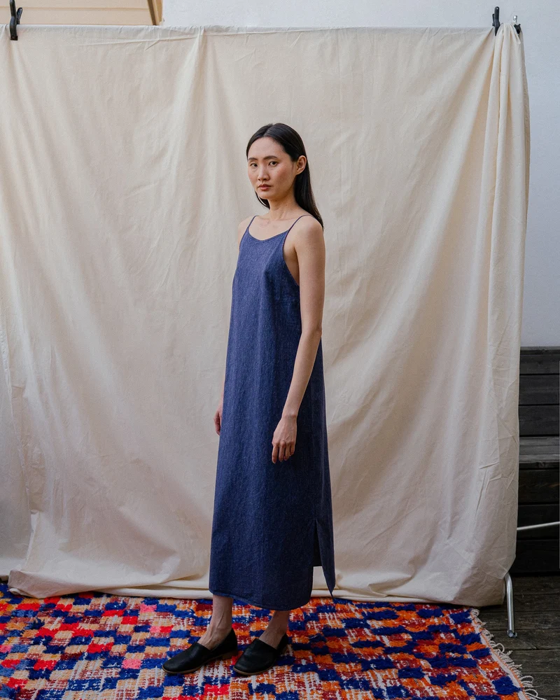 Blaues Kleid aus Bio-Baumwolle von Rotholz