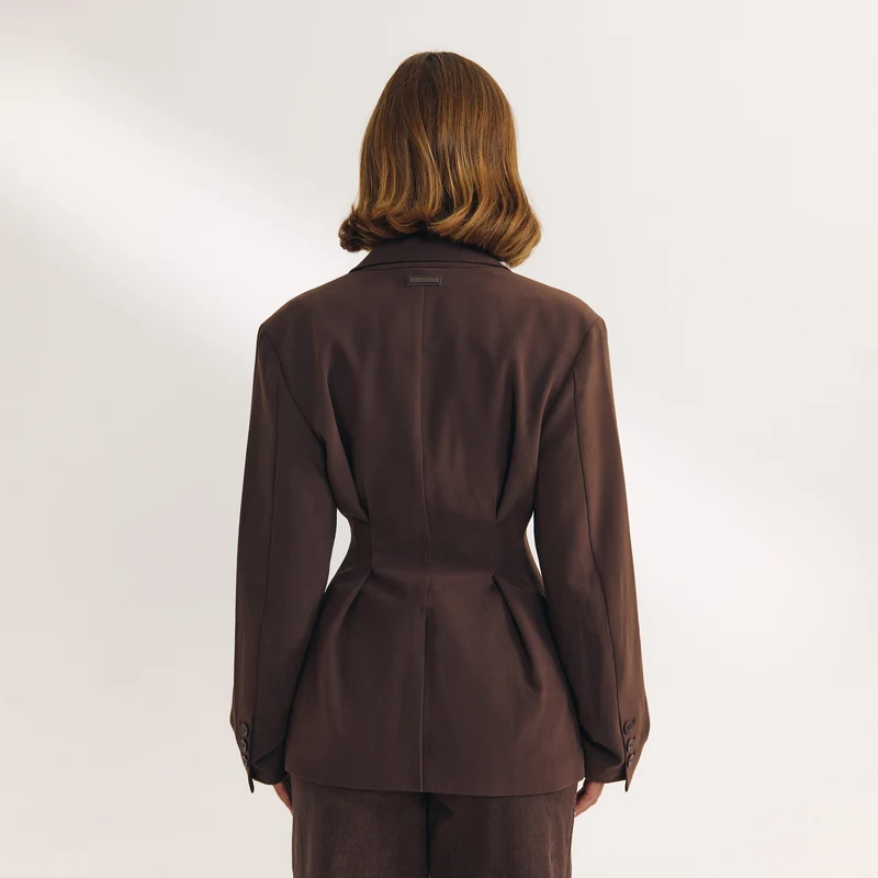 Blazer mit Drapiertem Ärmel - Schokolade