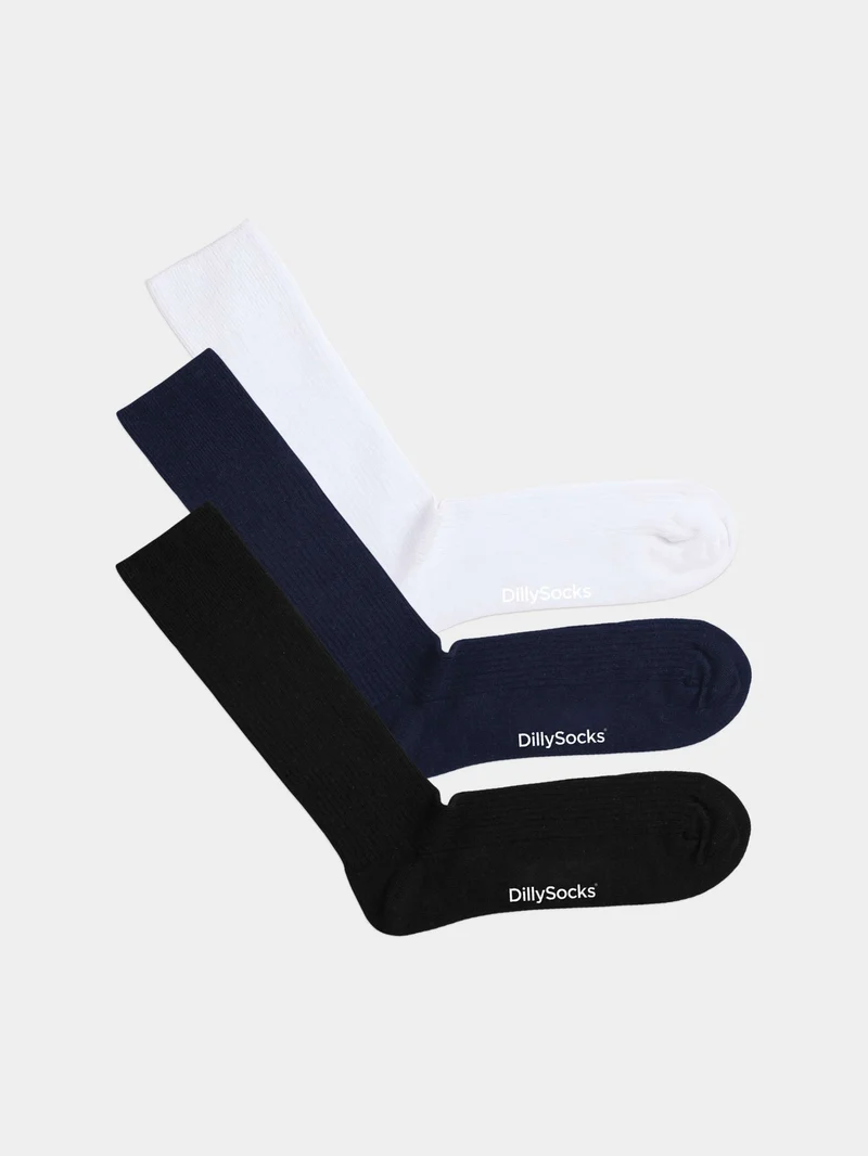 Ribbed Black N Blue N White (3er Pack)