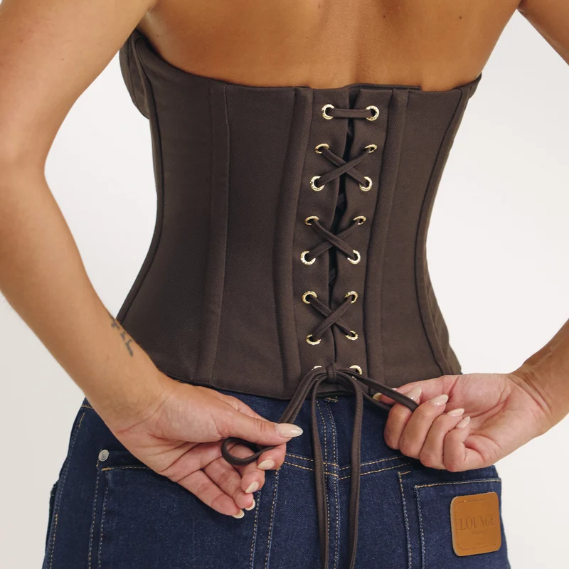 Bandeau-Korsett - Dunkelbraun