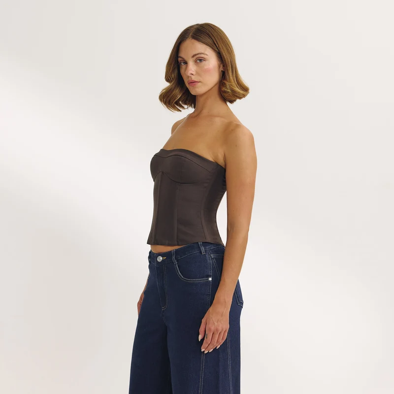 Bandeau-Korsett - Dunkelbraun
